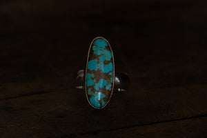#8 Turquoise + 14k Gold-filled + Sterling Silver Ring ~ Size 7