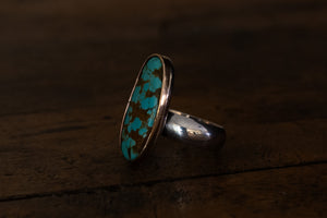 #8 Turquoise + 14k Gold-filled + Sterling Silver Ring ~ Size 7