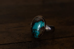 Fox Mine Turquoise + 14k Gold-filled + Sterling Silver Ring ~ Size 9.5
