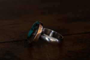 Fox Mine Turquoise + 14k Gold-filled + Sterling Silver Ring ~ Size 9.5