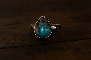 Tyrone Turquoise + 14k Gold-filled + Sterling Silver Ring ~ Size 5