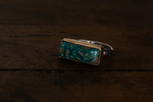 Fox Mine Turquoise + 14k Gold-filled + Sterling Silver Ring ~ Size 6.5