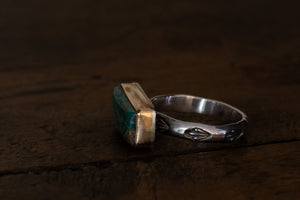 Fox Mine Turquoise + 14k Gold-filled + Sterling Silver Ring ~ Size 6.5