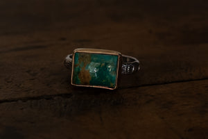 Fox Mine Turquoise + 14k Gold-filled + Sterling Silver Ring ~ Size 8.5