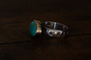 Campitos Turquoise + 14k Gold-filled + Sterling Silver Ring ~ Size ~ 8.5