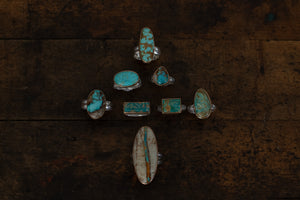 Royston Ribbon Turquoise + 14k Gold-filled + Sterling Silver Ring ~ Size 9.5