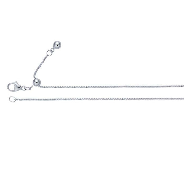 ADJUSTABLE, STERLING SILVER 1mm DIAMOND-CUT ROUNDED BOX CHAIN