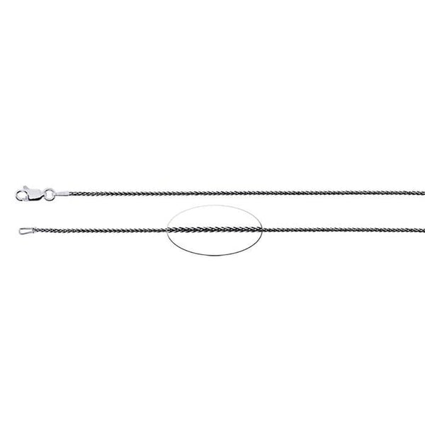 1.3mm STERLING SILVER, BLACK RHODIUM-PLATED, DIAMOND CUT WHEAT CHAIN