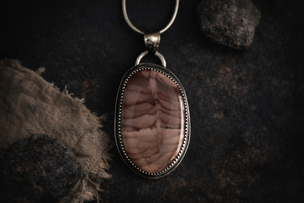 handmade sterling silver and willow creek jasper pendant