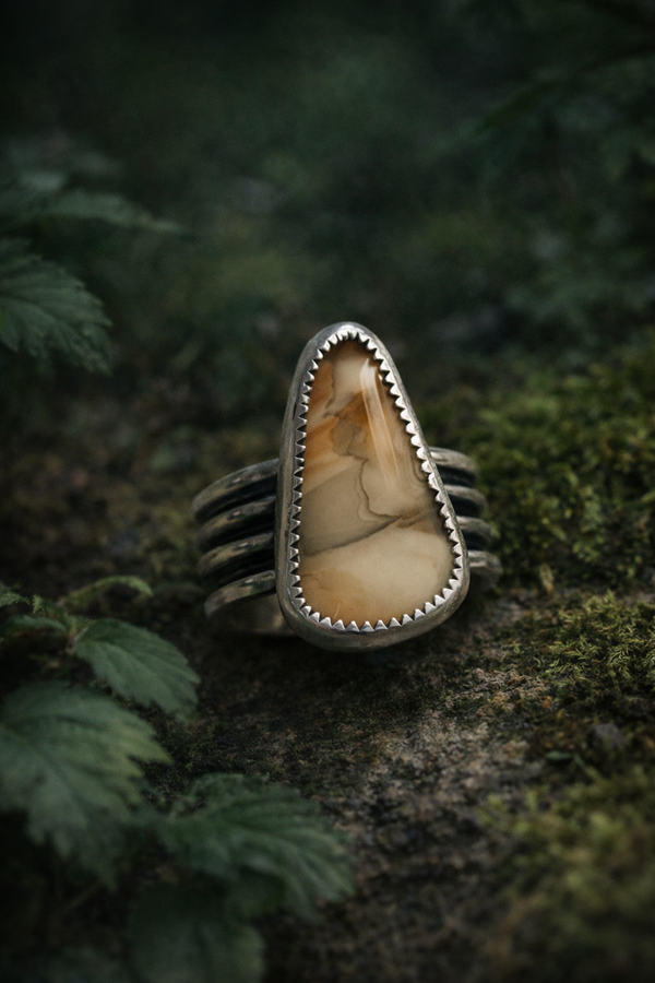 handmade sterling silver and willow creek jasper ring
