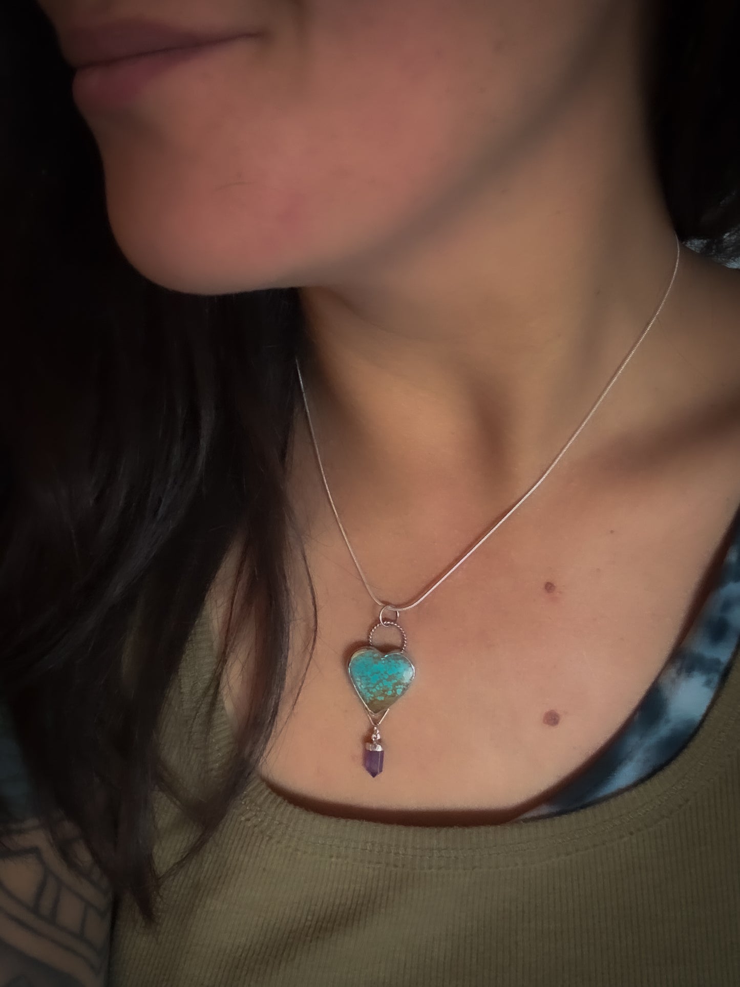 #8 TURQUOISE HEART NECKLACE - AMETHYST