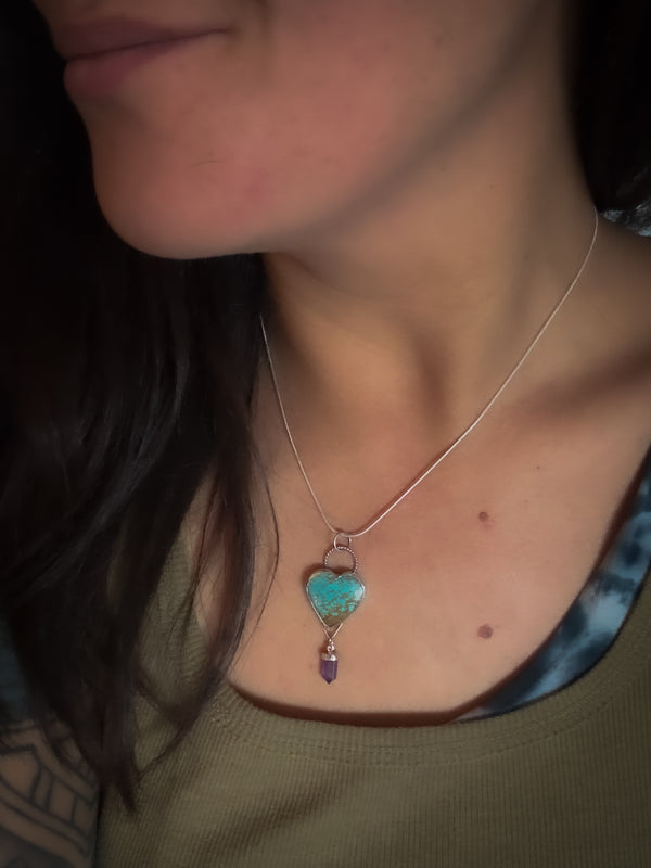 #8 TURQUOISE HEART NECKLACE - AMETHYST