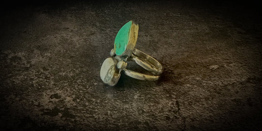 ROYSTON TURQUOISE + WHITE BUFFALO RING - 11