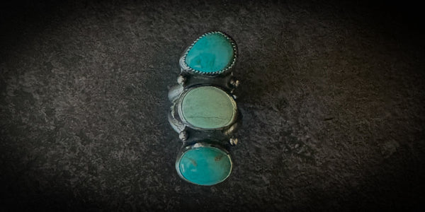 KINGMAN TURQUOISE + VARISCITE RING - 7