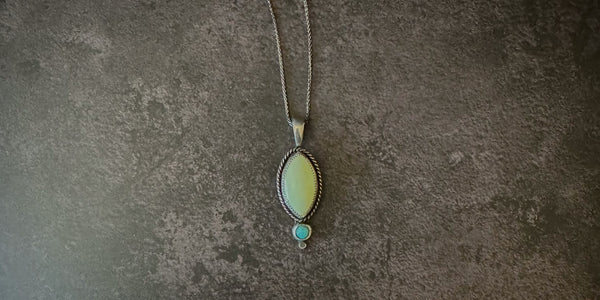 LEMON CHRYSOPRASE + KINGMAN TURQUOISE NECKLACE
