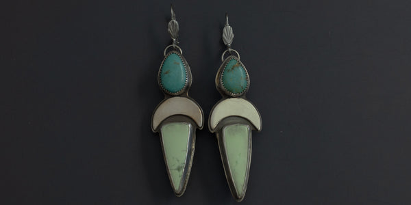 CHRYSOPRASE + TURQUOISE MOON EARRINGS