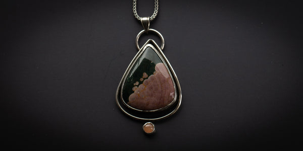 OCEAN JASPER + PEACH MOONSTONE NECKLACE