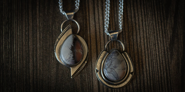 two porcelain jasper necklaces side by side