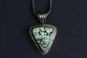 Handmade Starfox Variscite stone necklace in sterling silver with green and blue variscite pattern