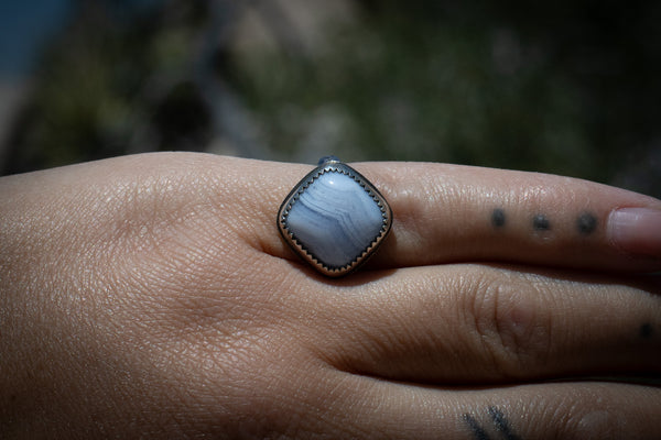 BLUE LACE AGATE RING - 5