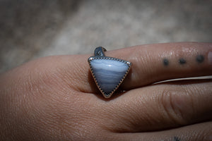 BLUE LACE AGATE RING - 6.75