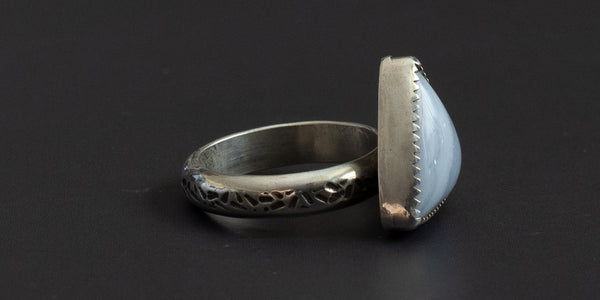 BLUE LACE AGATE RING - 6.75