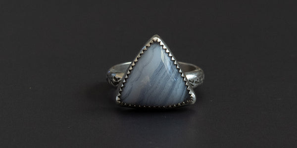 BLUE LACE AGATE RING - 6.75