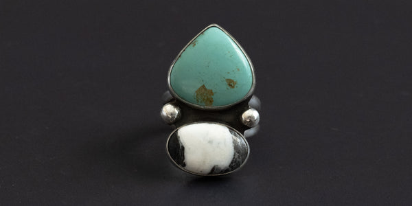ROYSTON TURQUOISE + WHITE BUFFALO RING - 11