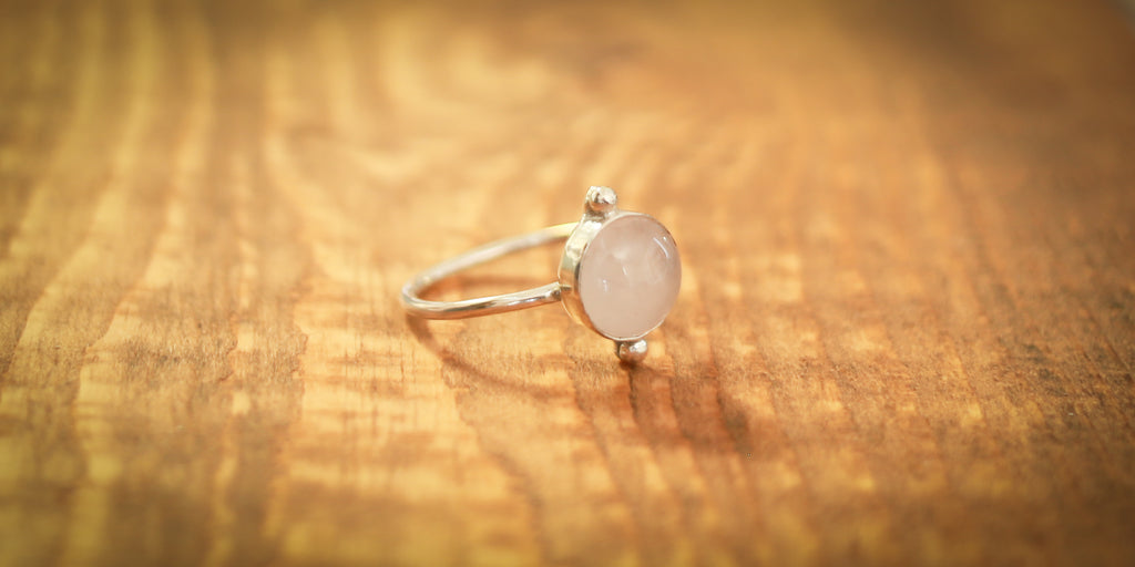 Rose Quartz Square Silver Ring – SILBERUH